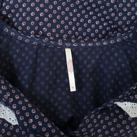 Free People Need To Know Mini Dress Eyelet Lace Printed Puff Sleeve S-6 283063 - Picture 9 of 9